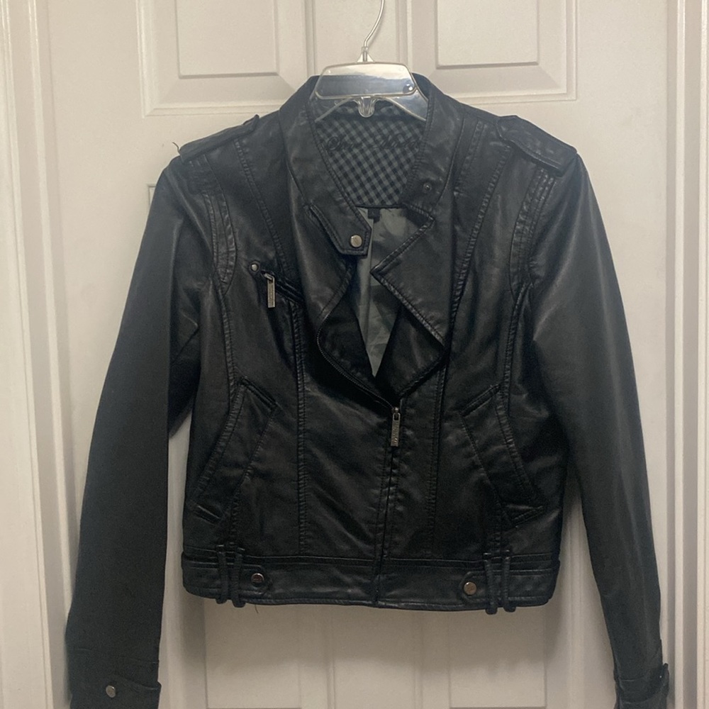 Steve Madden Faux Leather Jacket with removable hood